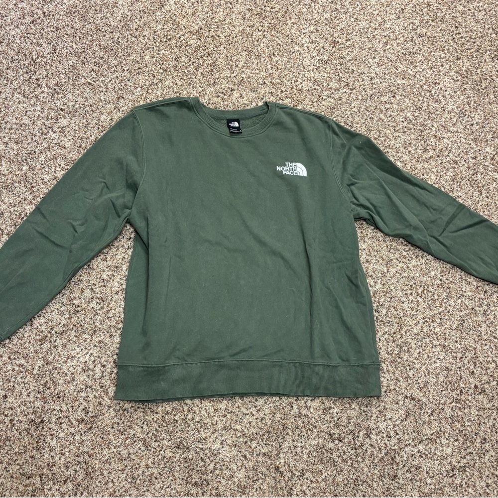 The North Face Men’s Forest Green Crewneck Sweatshirt with White Logo